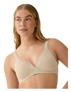 Wednesday Jacquard Wireless T-shirt Bra With Padded Straps in Light Beige