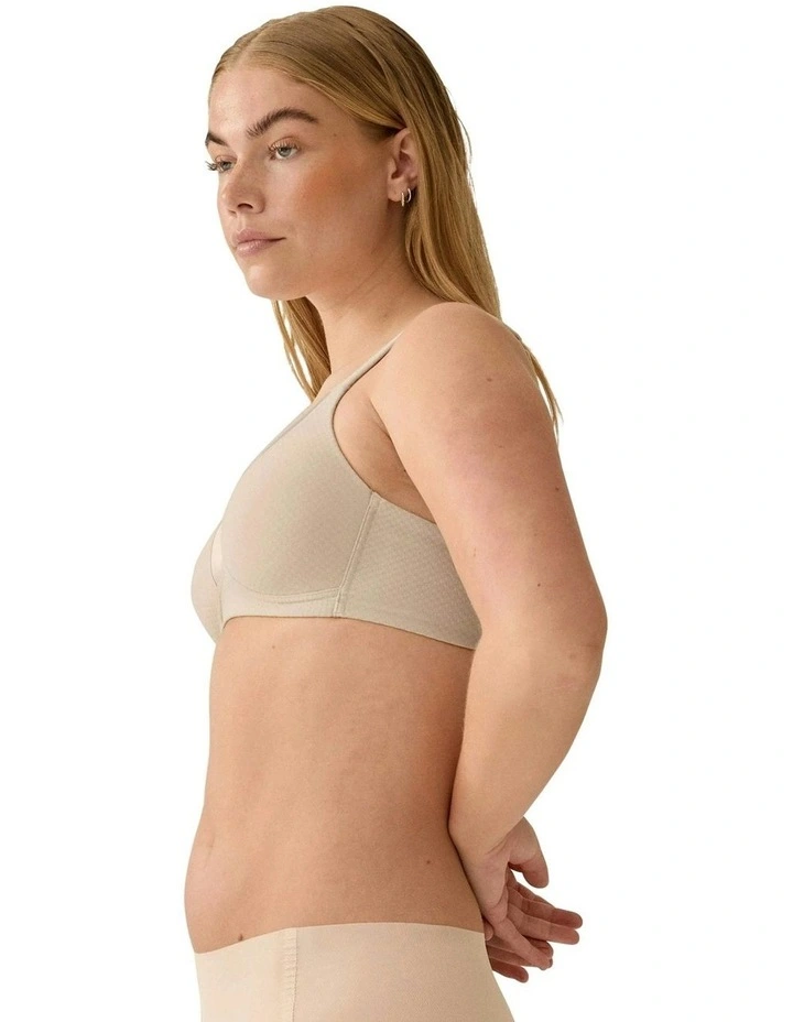 Wednesday Jacquard Wireless T-shirt Bra With Padded Straps in Light Beige image 6