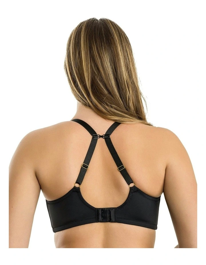 Charlene Lightly Padded Supportive Balconette Bra with Lace in Black image 2