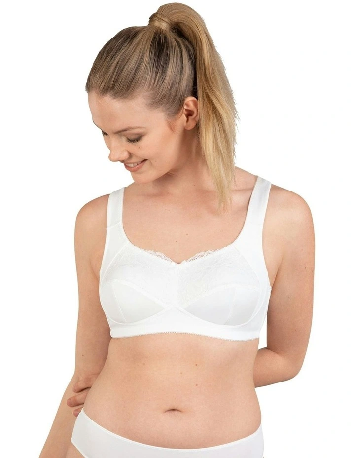 Pocketed Mastectomy Bra with Cotton Lining in Ecru image 3