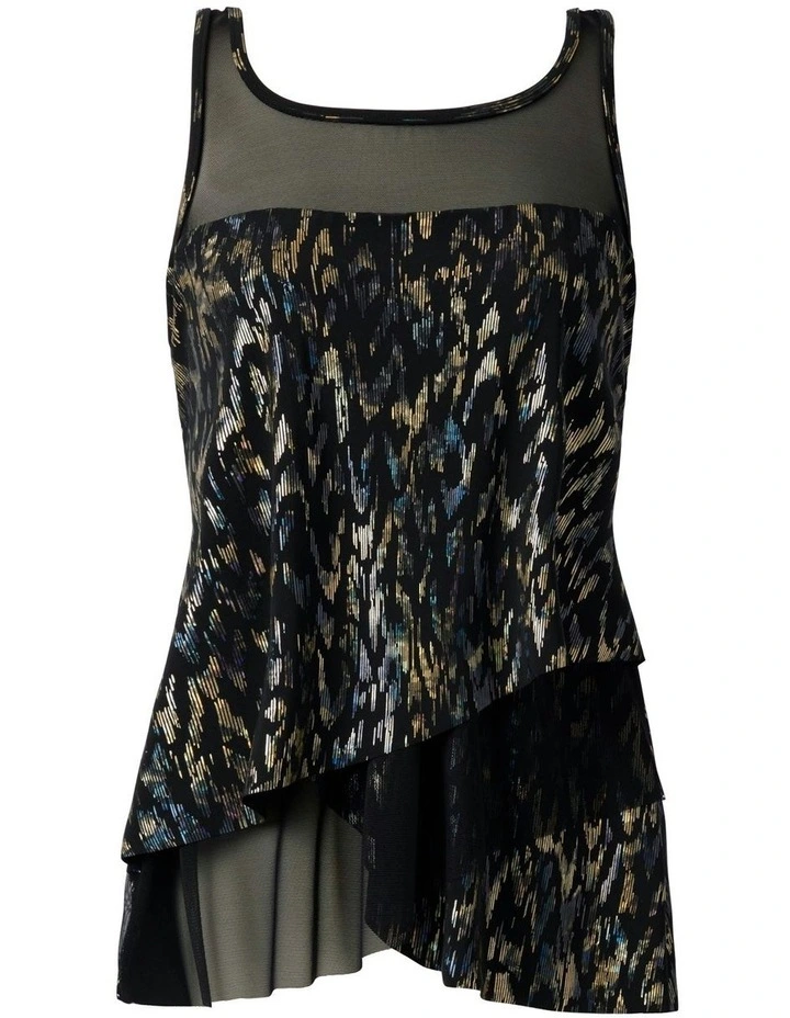 Sparkle Plenty Mirage Loose Fit Slimming Underwired Tankini Top in Black Multi image 5