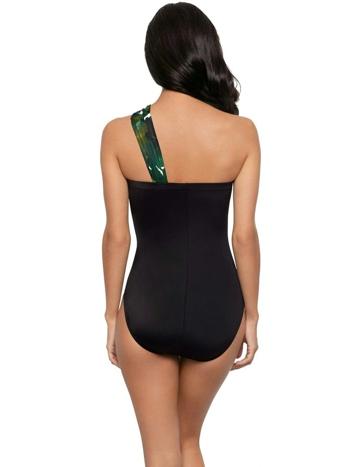 Palmetto Goddess One Shoulder Tummy Control Swimsuit in Green Multi image 2