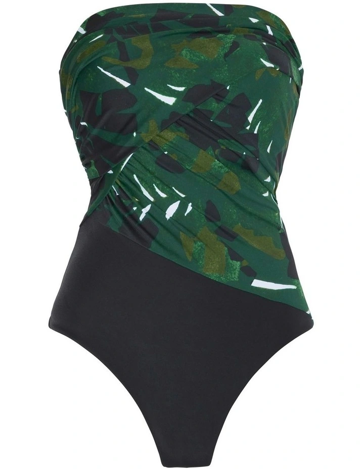 Palmetto Goddess One Shoulder Tummy Control Swimsuit in Green Multi image 7