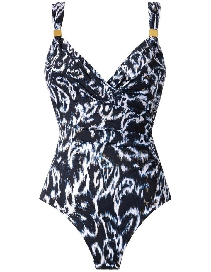 Adorn Siren Crossover Shaping Swimsuit in Black/White image 6
