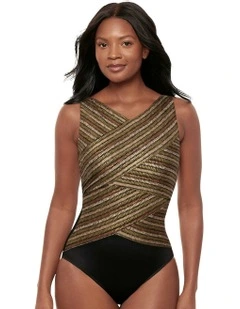 Sparkle Sands Brio High Neck Underwired One-Piece Shaping Swimsuit in Black Multi