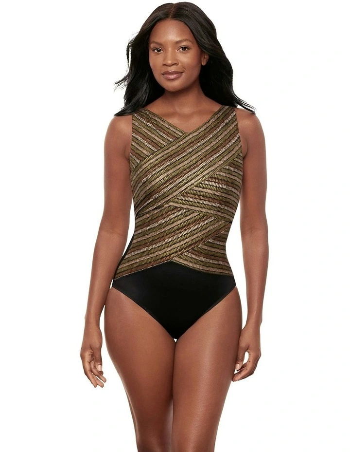 Sparkle Sands Brio High Neck Underwired One-Piece Shaping Swimsuit in Black Multi image 4