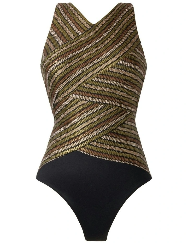 Sparkle Sands Brio High Neck Underwired One-Piece Shaping Swimsuit in Black Multi image 6