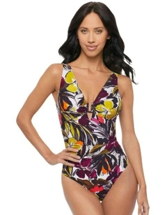 Hot House Kristi Plunge One-Piece Shaping Swimsuit in Multi