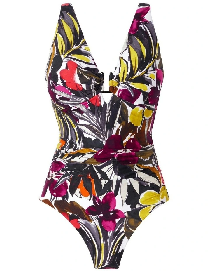 Hot House Kristi Plunge One-Piece Shaping Swimsuit in Multi image 6