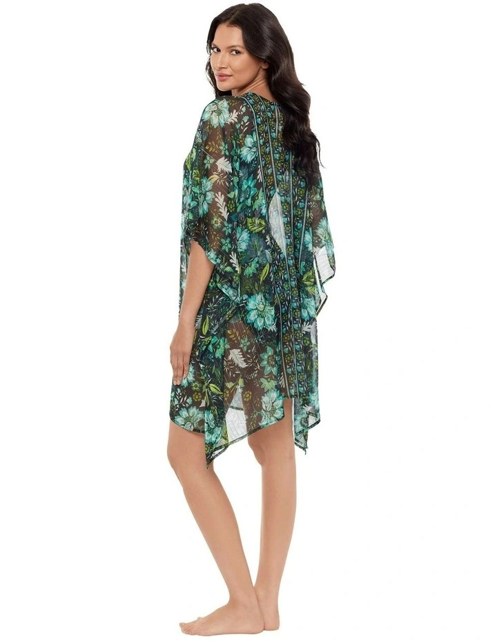 Florica Sheer Chiffon Caftan Beach Cover Up in Black Multi image 5