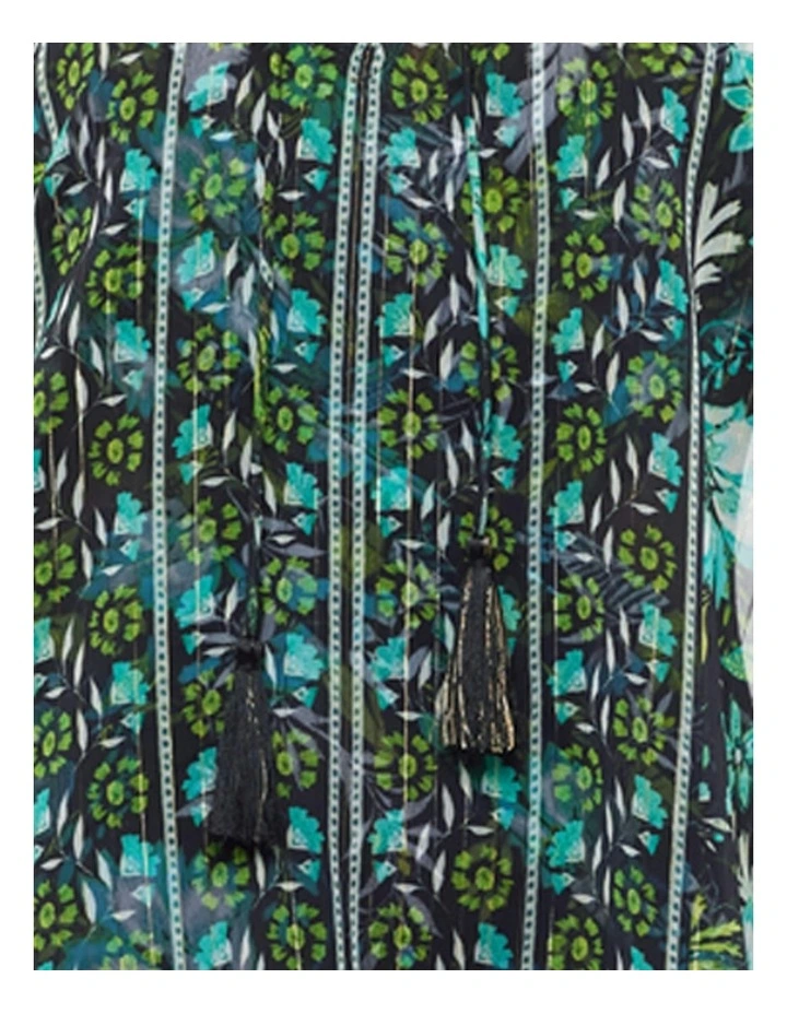 Florica Sheer Chiffon Caftan Beach Cover Up in Black Multi image 7