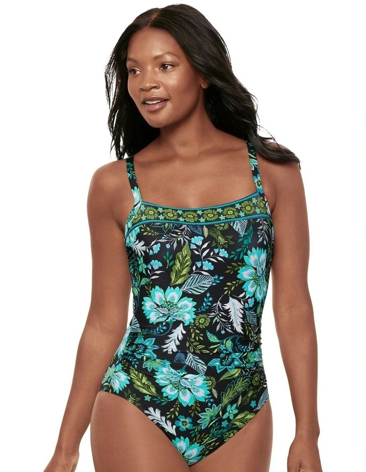 Florica Kara Underwired Square Neck Shaping Swimsuit in Black Multi image 1
