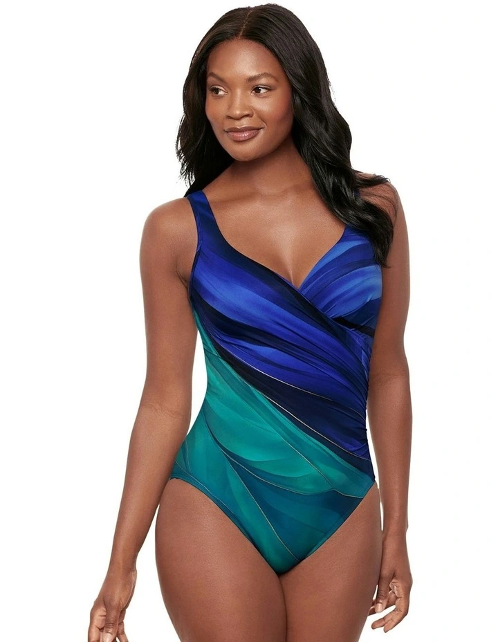 Maldiva It's a Wrap Underwired Tummy Control Swimsuit in Blue Multi image 1