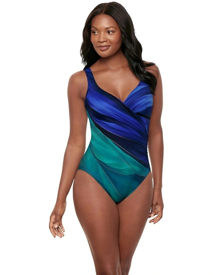 Maldiva It's a Wrap Underwired Tummy Control Swimsuit in Blue Multi image 5