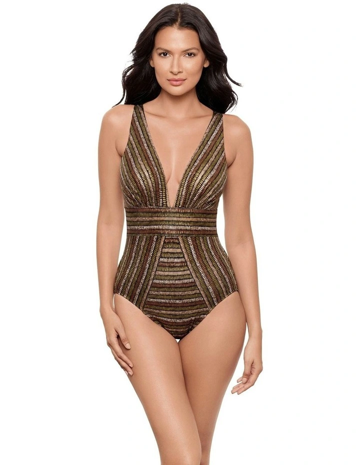 Sparkle Sands Odyssey Plunge Tummy Control Shaping Swimsuit in Black Multi image 5