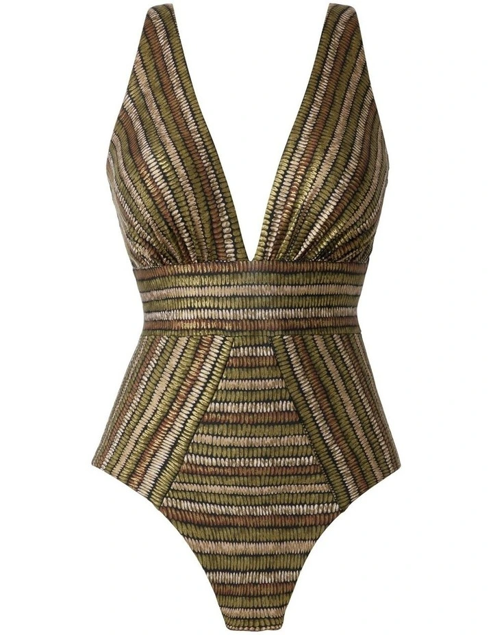 Sparkle Sands Odyssey Plunge Tummy Control Shaping Swimsuit in Black Multi image 6