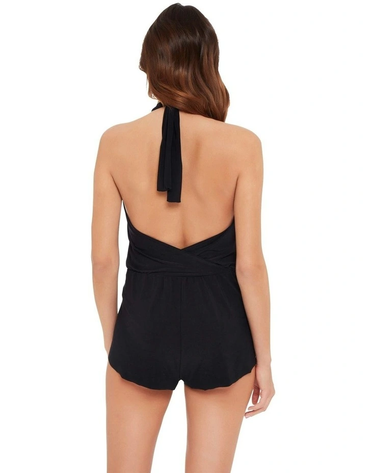 Bianca Halter Loose Fit Romper Style Swimsuit in Black image 2
