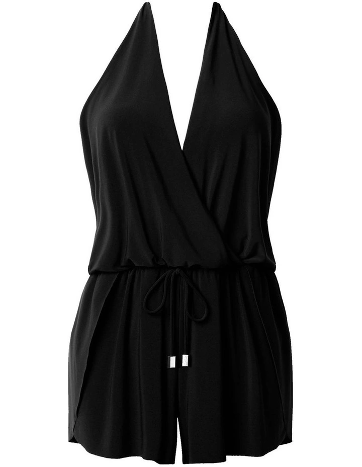 Bianca Halter Loose Fit Romper Style Swimsuit in Black image 6