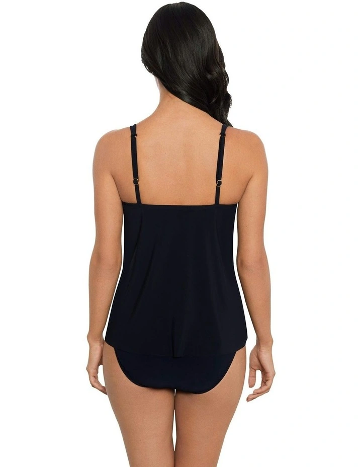Obi One Akikio Knot Detail Loose Fit Tankini Top in Black image 2