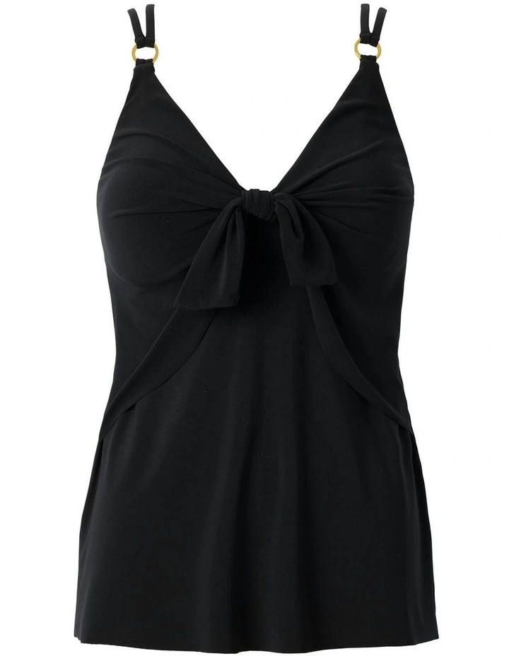 Obi One Akikio Knot Detail Loose Fit Tankini Top in Black image 6