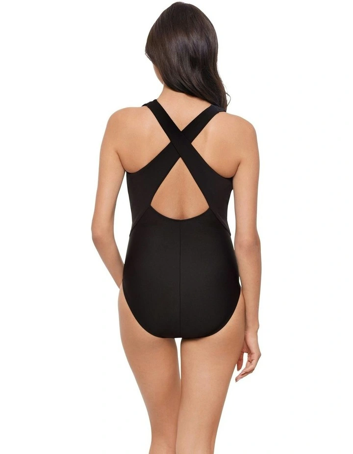 Halle Plunge Tie Front Shaping One-Piece Swimsuit in Black image 4