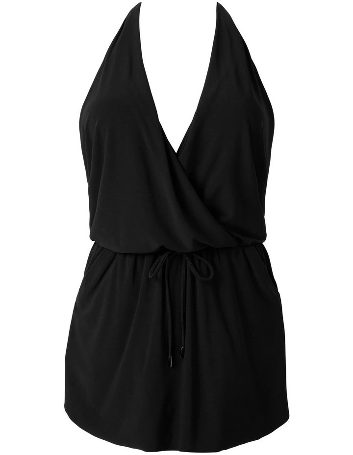 Ellie Shaping Halter Swimdress With Pockets in Black image 6