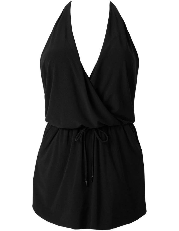 Ellie Shaping Halter Swimdress With Pockets in Black image 6