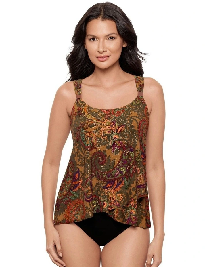 Perissa Dazzle Underwired Draped Tankini Top in Multi image 1