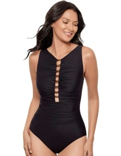 Razzle Dazzle Swizzle Underwire High Neck Swimsuit with Beads in Black
