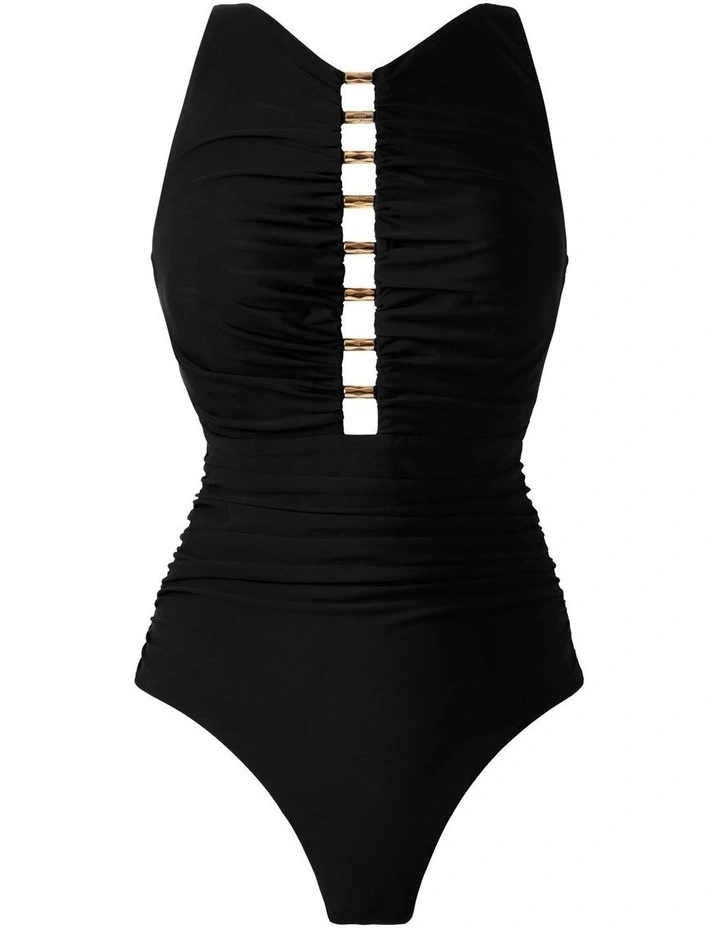 Razzle Dazzle Swizzle Underwire High Neck Swimsuit with Beads in Black image 6