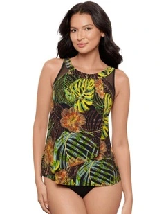 Sunset Islet Ursula Underwired High Neck Tankini Top in Black Multi