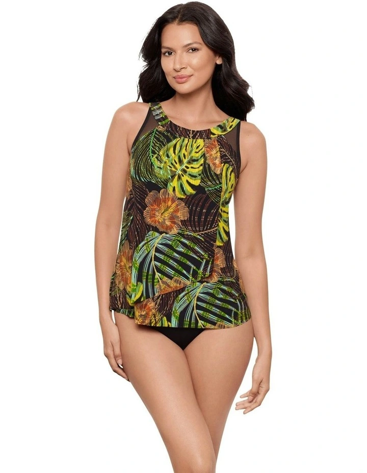 Sunset Islet Ursula Underwired High Neck Tankini Top in Black Multi image 5