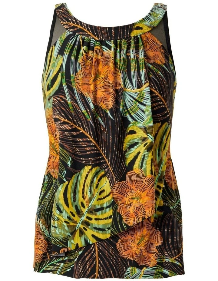 Sunset Islet Ursula Underwired High Neck Tankini Top in Black Multi image 6
