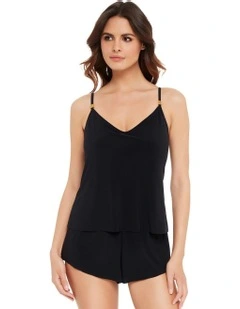 Mila Short Leg Loose Fit Swim Romper in Black