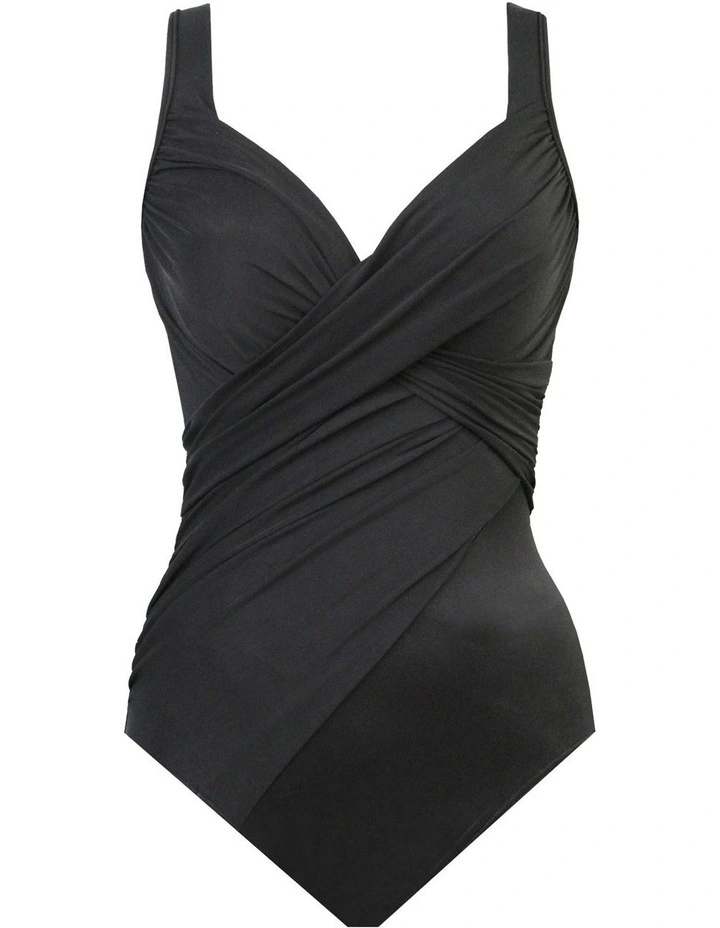 Rock Solid Revele Crossover Shaping Swimsuit in Black image 4