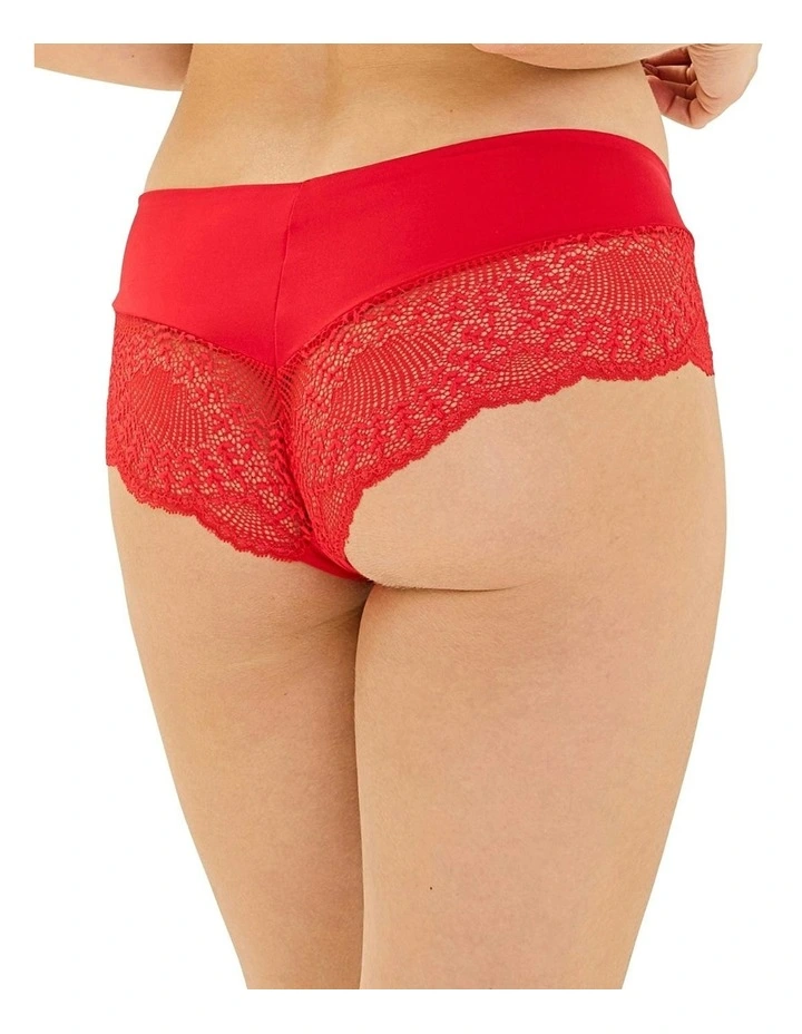 Fidele Shorty Style Microfibre And Lace Brief in Red image 2