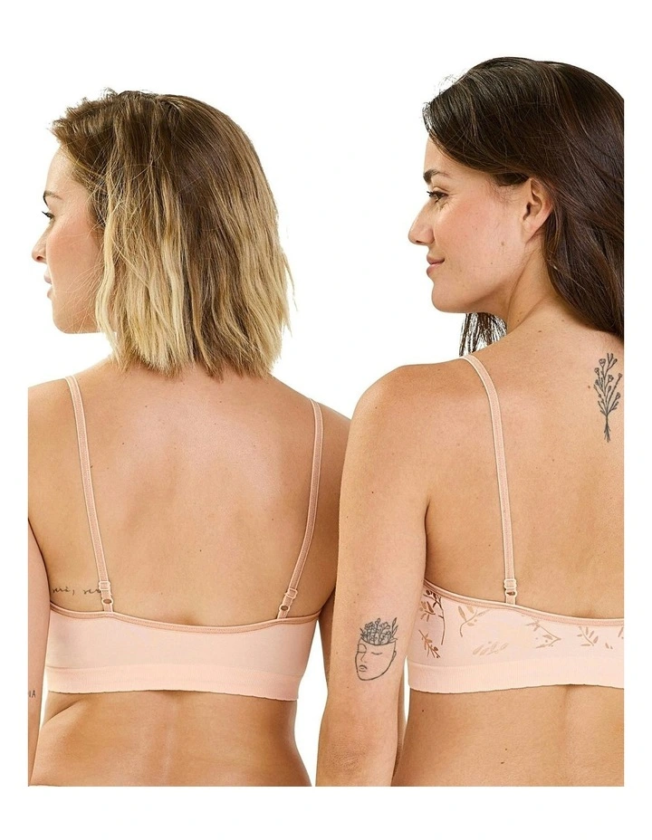 Zen Anniversaire Crop Top Style Wirefree Bralette - 2 Pack in Copper Leaf/Peach Keen image 2