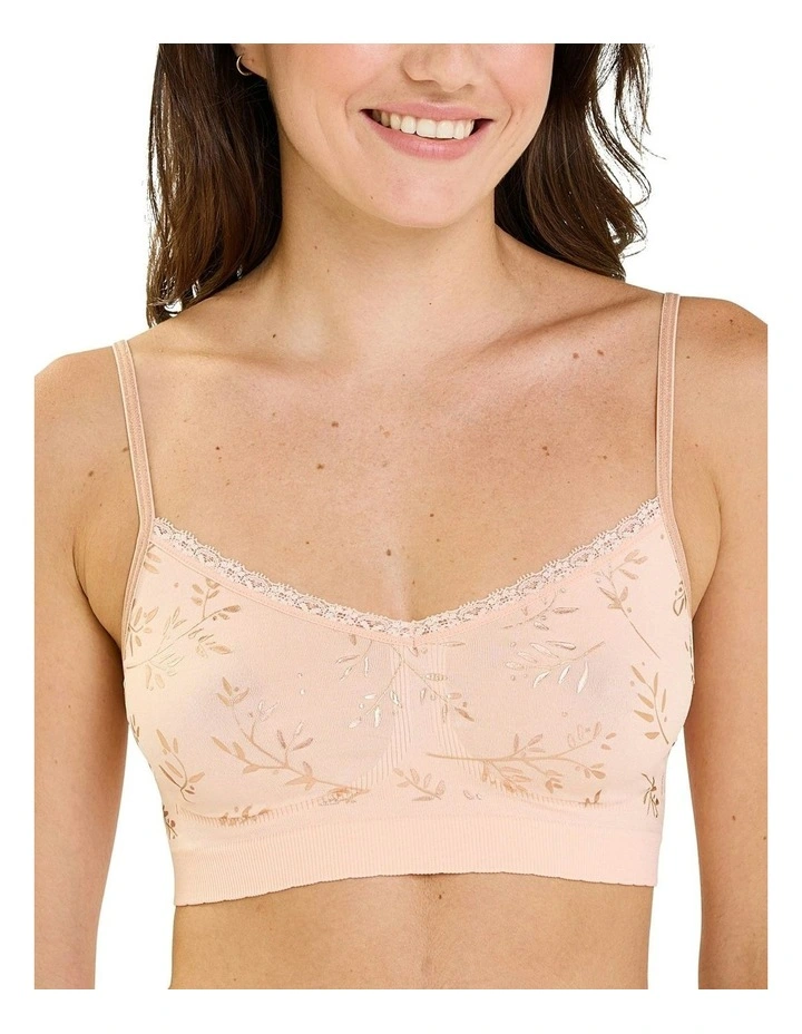 Zen Anniversaire Crop Top Style Wirefree Bralette - 2 Pack in Copper Leaf/Peach Keen image 4