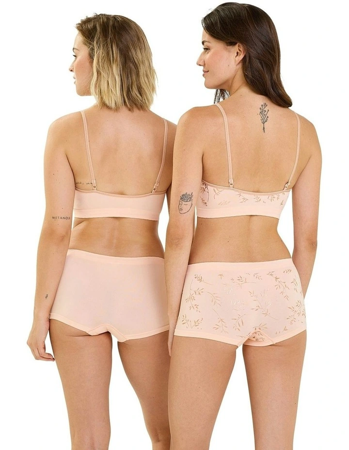 Zen Anniversaire Crop Top Style Wirefree Bralette - 2 Pack in Copper Leaf/Peach Keen image 5