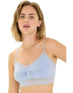 Zen Dentelle Longline Wirefree Bralette with Lace in Blue Persian Mottled