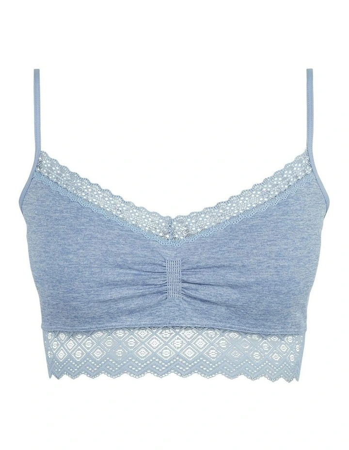Zen Dentelle Longline Wirefree Bralette with Lace in Blue Persian Mottled image 5