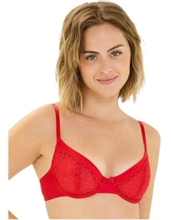 Fidele Underwired Lace Demi Bra in Lolipop Red