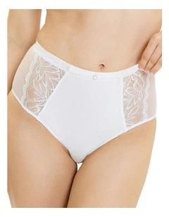 Suzan Lace And Microfiber High Waist Brief in Ivory