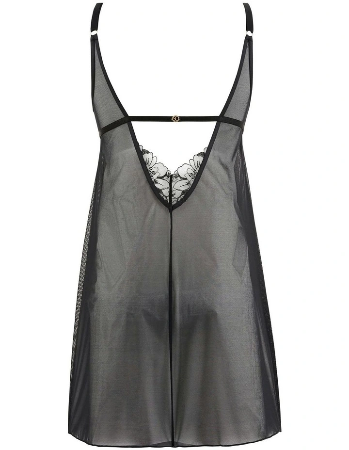 Deva Sheer Babydoll Chemise Nightdress in Black image 7