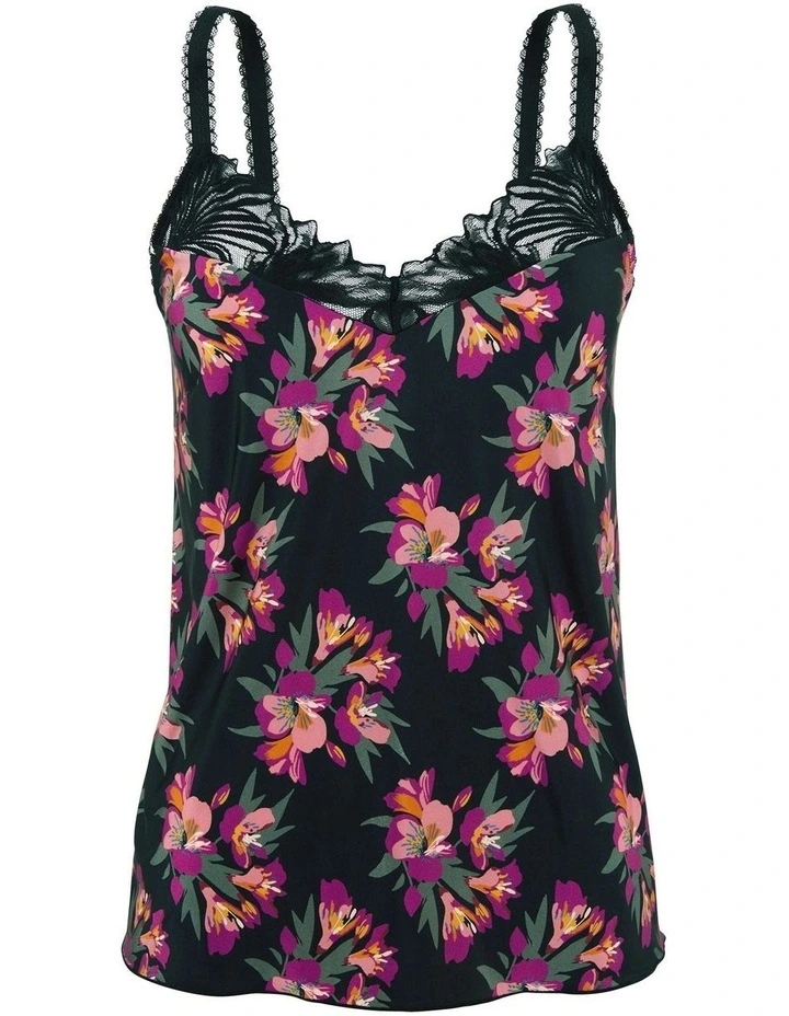 Oriane Microfibre Pyjama Camisole With Lace in Black image 7