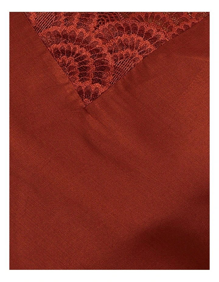 Charming Silky Satin Camisole With Lace in Red image 7