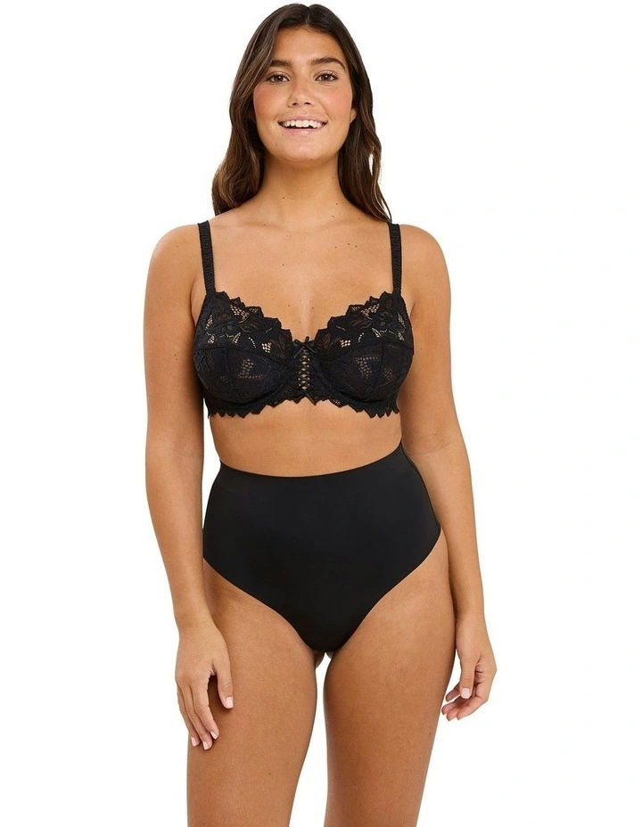 Perfect Touch High Waist Shaping Thong in Black image 4