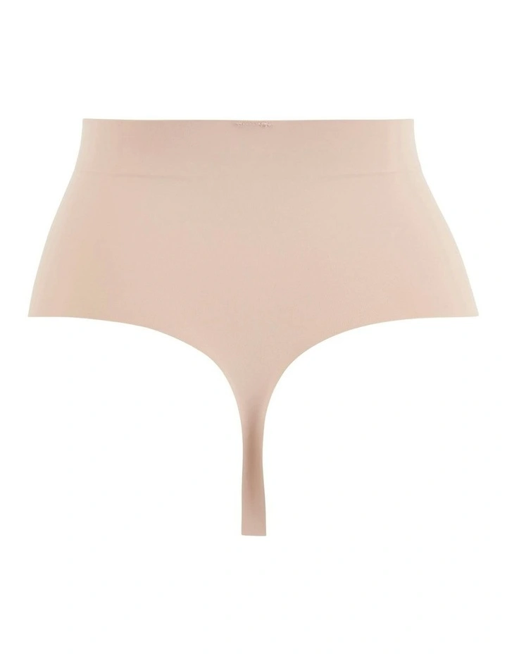 Perfect Touch High Waist Shaping Thong in Beige image 7