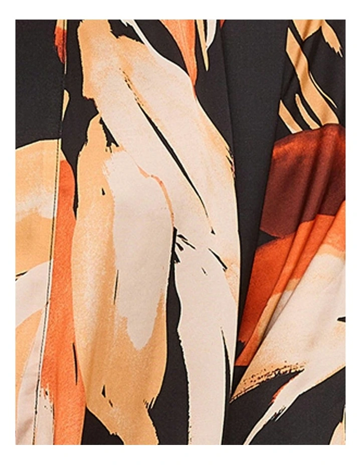 Pure Chic Floral Print Short Viscose Satin Robe in Black image 6
