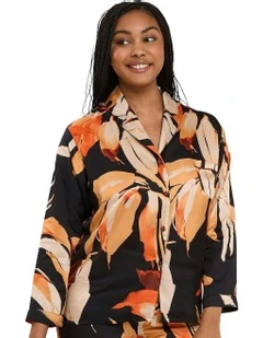 Pure Chic Viscose Satin Pyjama Shirt in Black